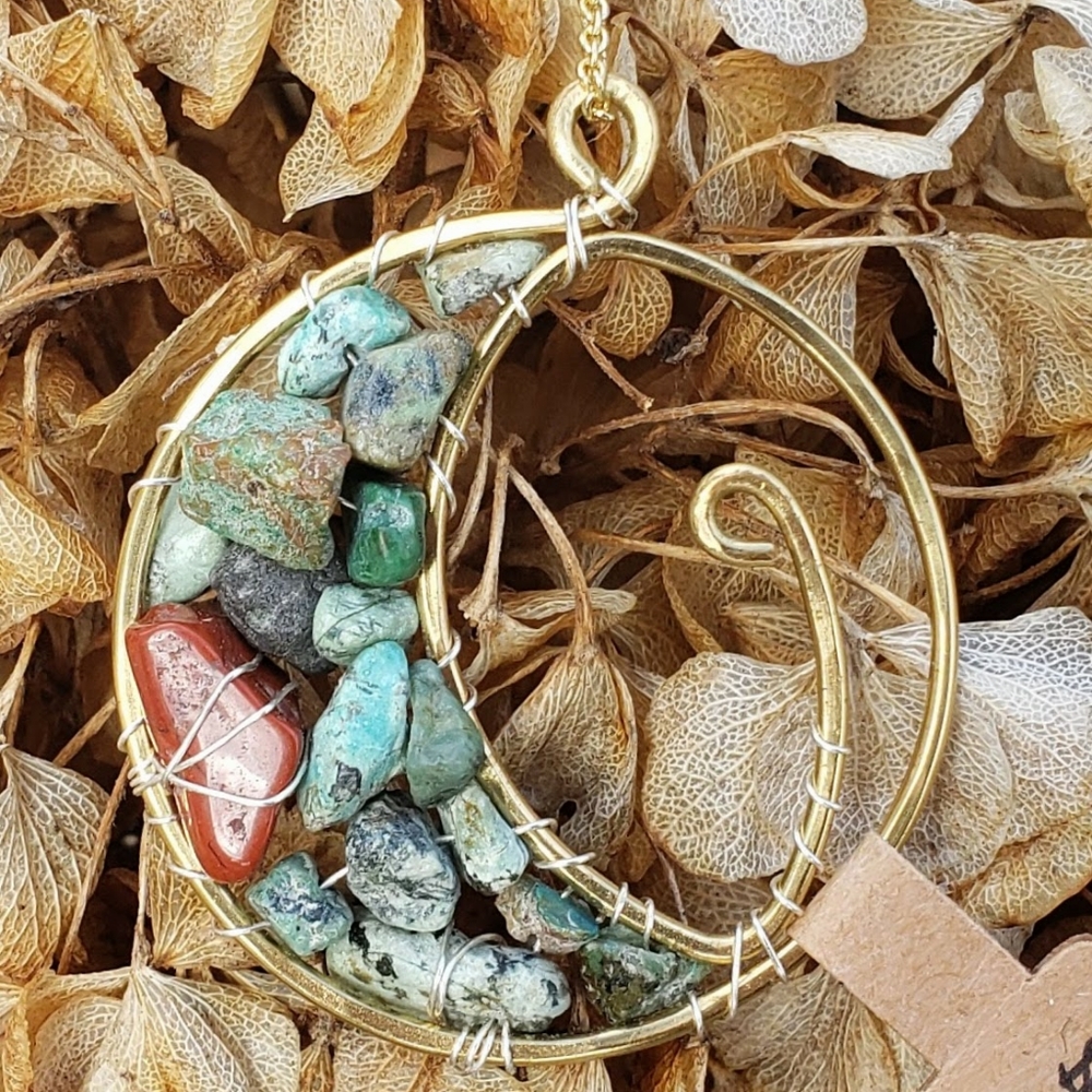Handmade Crescent Moon Wire Wrapped Pendant